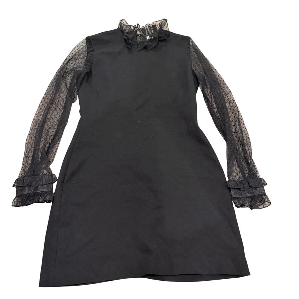The Kooples Black Sheer Polka Dot Size Medium Mini Dress